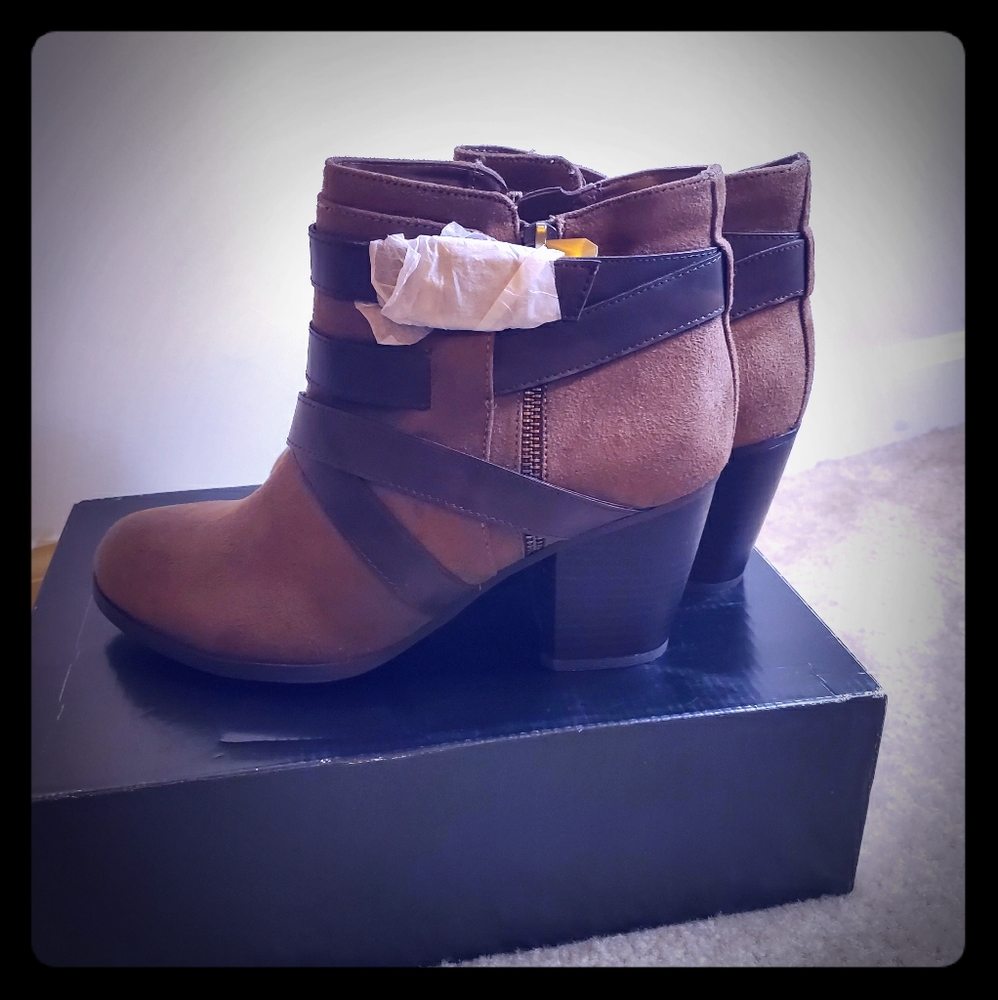 Brown booties by fergie